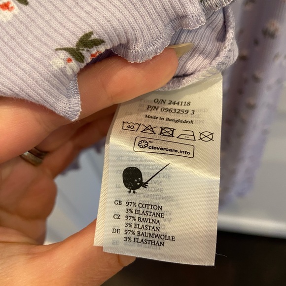 Monki Organic Lettuce Edge Ruched Floral Long Sleeve Dusty Lilac XS 90s NWT - Picture 8 of 13